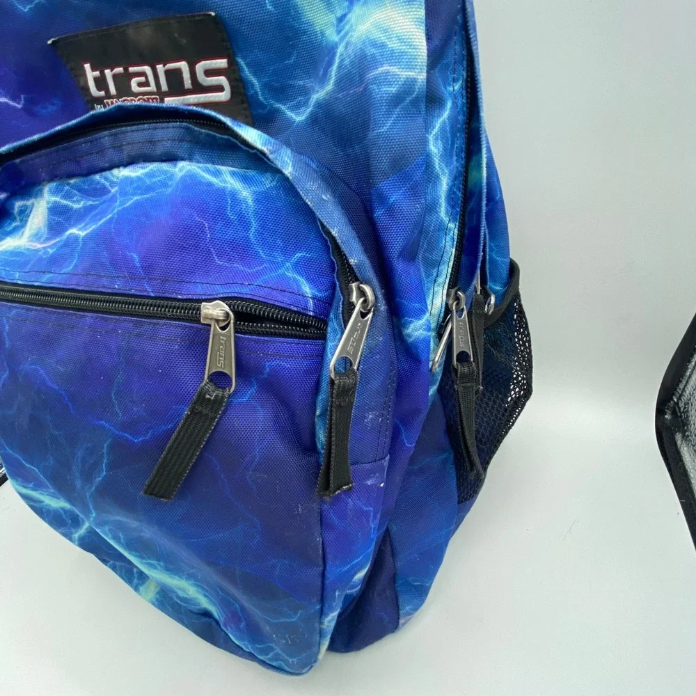 Trans by JanSport Backpack Blue Purple Lightning Bolt‎ JS00TM60 School Y2K Retro